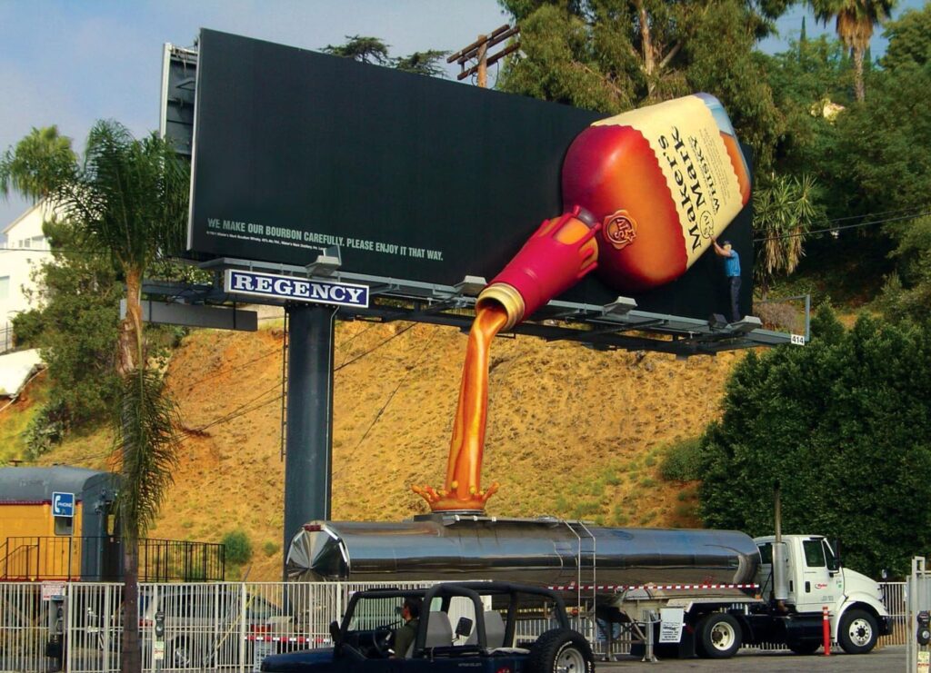 3d billboard for makers mark whiskey